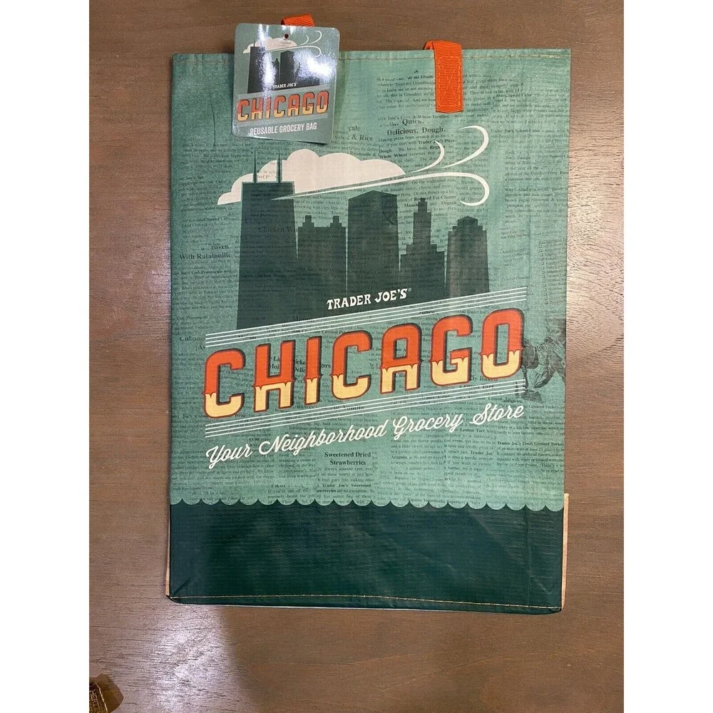 Trader Joe’s Bag CHICAGO Reusable NEW Grocery Shopping Gr8 Gift Ships Fast
